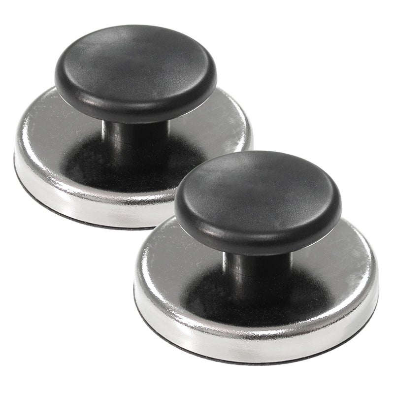 Master Magnetics HMKR-70X2 Round Base Magnet Fastener with Knob,Chrome,2.63"" Diameter, 1.33"" Total Height with 1.75"" Diameter Knob/65 Pounds,(Box of 2), Silver and Black - Image 1